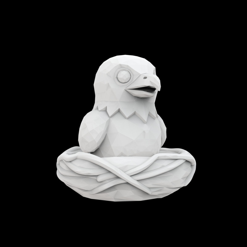 Scultura animale modello stampa 3D Low Poly Uccellino nel nido Modello 3D .c4d .max .obj .3ds .fbx .stl .blend