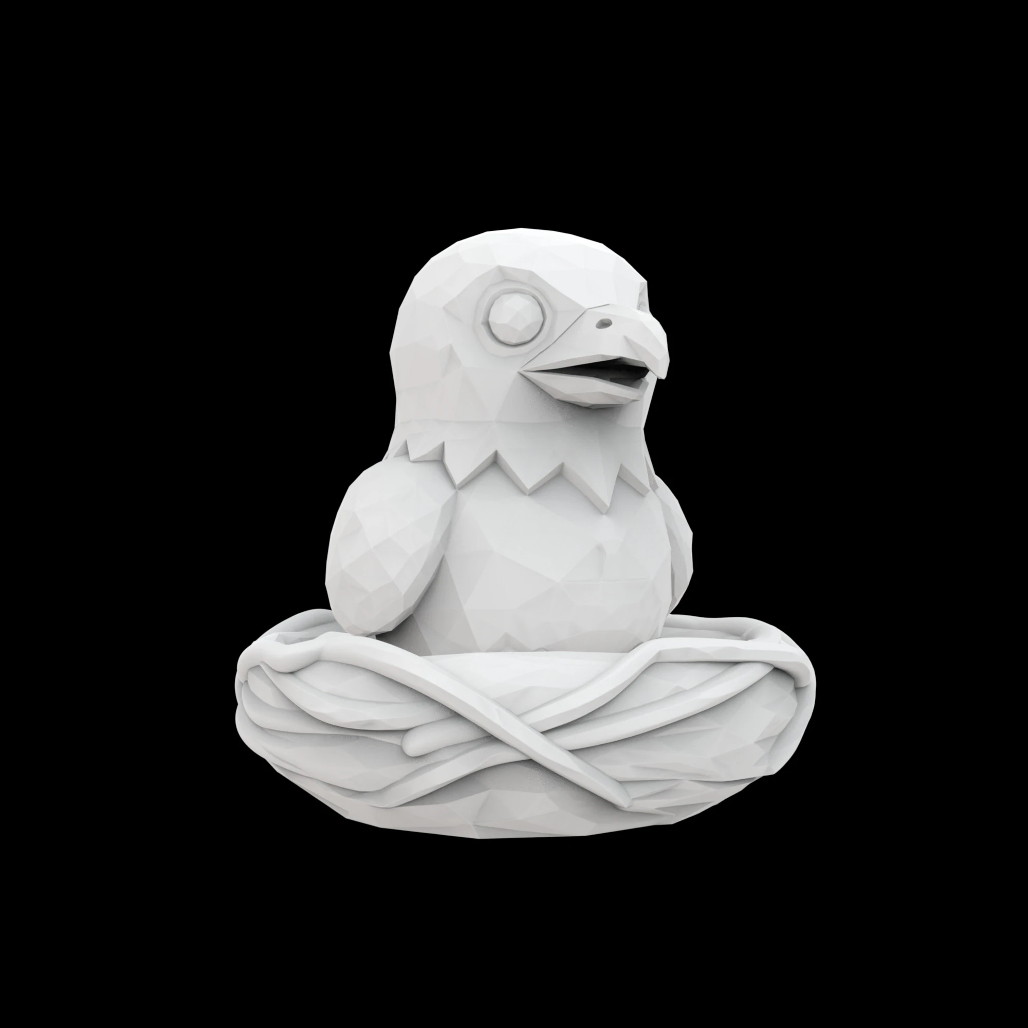 Low Poly Baby Bird in Nest 3D Print Model Animal Sculpture 3D Model .c4d .max .obj .3ds .fbx .stl .blend 