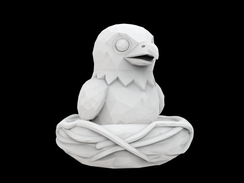 Низькополігоналітна пташеня в гнізді, 3D-друк, модель, скульптура тварини 3D Модель