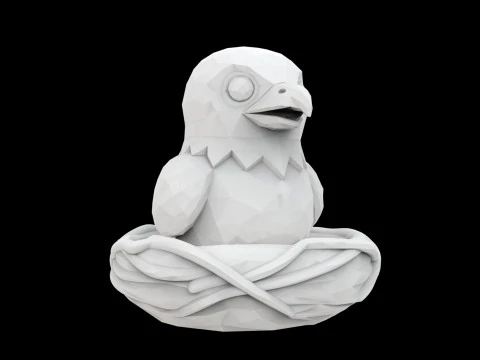 Scultura animale modello stampa 3D Low Poly Uccellino nel nido Modello 3D