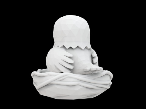 Scultura animale modello stampa 3D Low Poly Uccellino nel nido Modello 3D