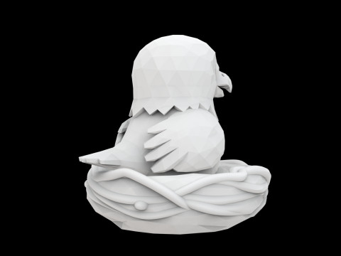 Scultura animale modello stampa 3D Low Poly Uccellino nel nido Modello 3D
