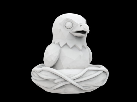 Scultura animale modello stampa 3D Low Poly Uccellino nel nido Modello 3D