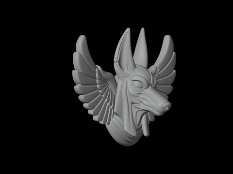 Kanatlı Anubis Büstü 3D Baskı Modeli Mitolojik Figür 3D Model