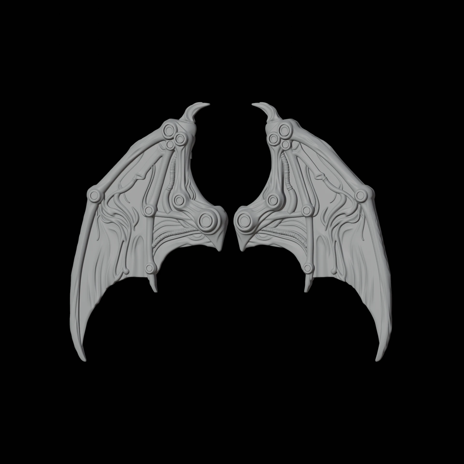 Steampunk Bat Wings 3D Print Model Fantasy Accessory 3D Model .c4d .max .obj .3ds .fbx .stl .blend 