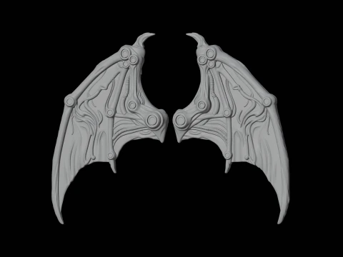 Aksesori Fantasi Model Cetak 3D Sayap Kelelawar Steampunk Model 3D