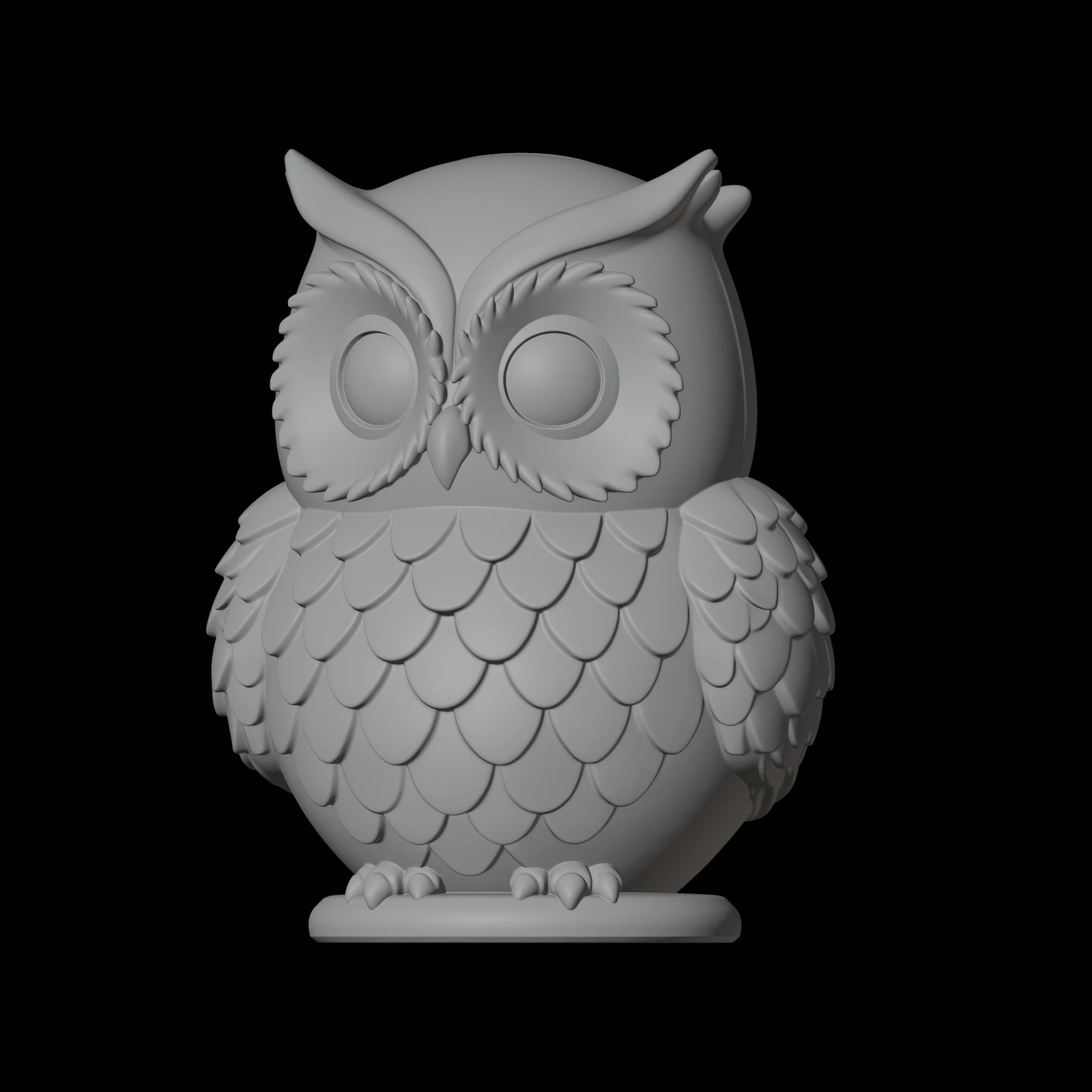 Stylized Owl Statue 3D Print Model Animal Sculpture 3D Model .c4d .max .obj .3ds .fbx .stl .blend 