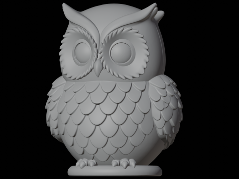 Stilisierte Eulenstatue, 3D-Druckmodell, Tierskulptur 3D Modell
