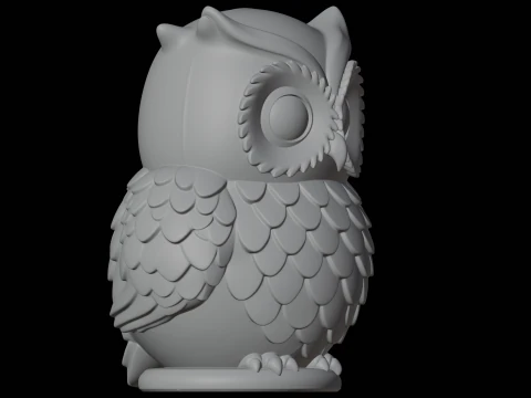 Stylized Owl Statue 3D Print Model Animal Sculpture 3D Model