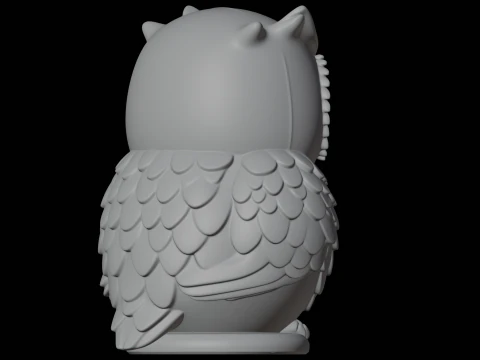 Stylized Owl Statue 3D Print Model Animal Sculpture 3D Model