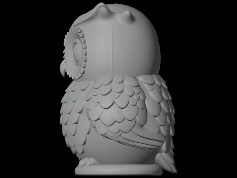 Stylized Owl Statue 3D Print Model Animal Sculpture 3D Model