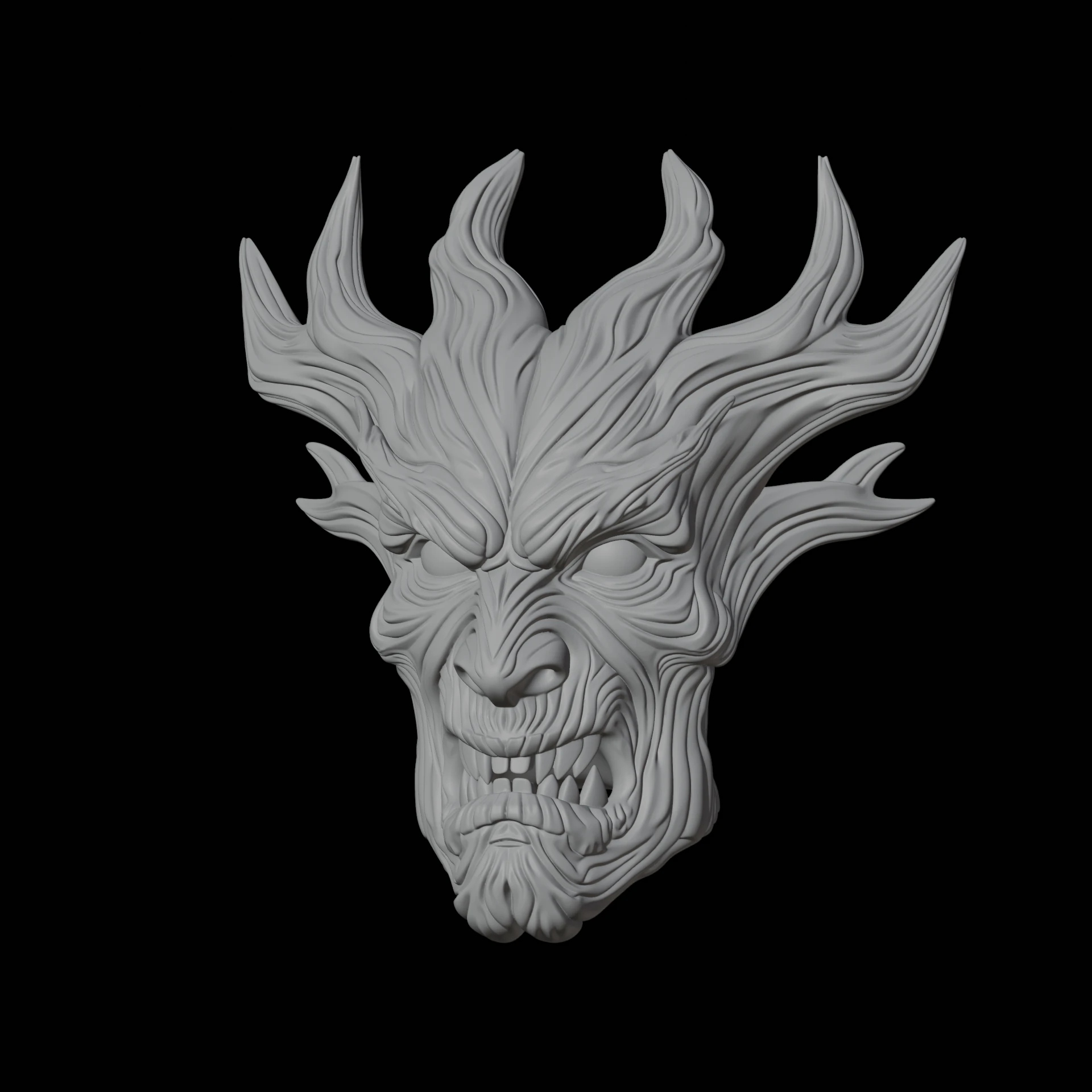Tree Spirit Mask 3D Print Model Fantasy Creature 3D Model .c4d .max .obj .3ds .fbx .stl .blend 