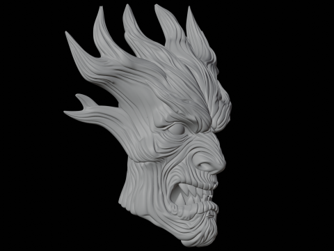 Makhluk Fantasi Model Cetak 3D Topeng Roh Pohon Model 3D