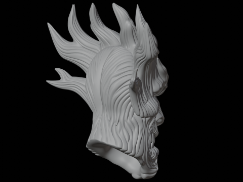 Makhluk Fantasi Model Cetak 3D Topeng Roh Pohon Model 3D