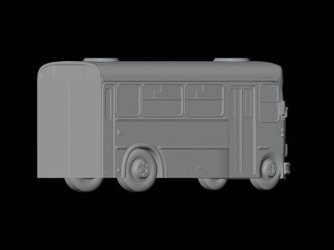 老式扁鼻巴士 3D 打印模型车辆雕塑 3D 模型