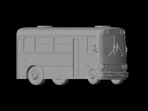 老式扁鼻巴士 3D 打印模型车辆雕塑 3D 模型