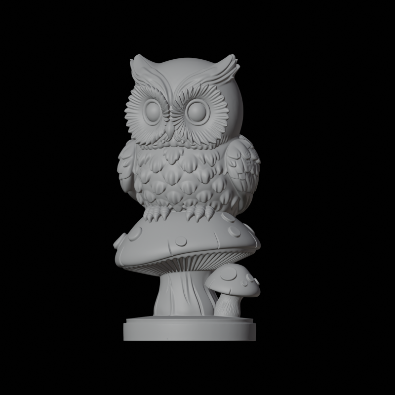 フクロウのキノコ 3D プリント モデル ファンタジー クリーチャー 3Dモデル .c4d .max .obj .3ds .fbx .stl .blend