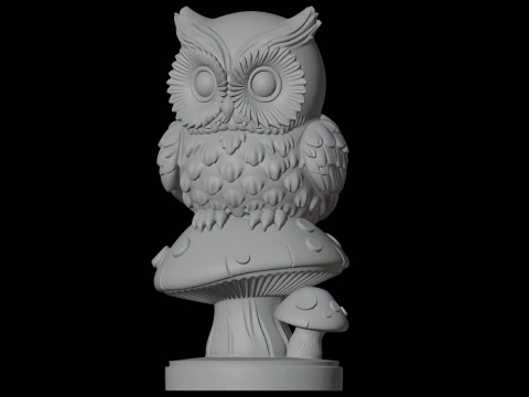 Modello di stampa 3D del fungo Gufo Creatura fantasy Modello 3D