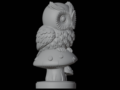 フクロウのキノコ 3D プリント モデル ファンタジー クリーチャー 3Dモデル