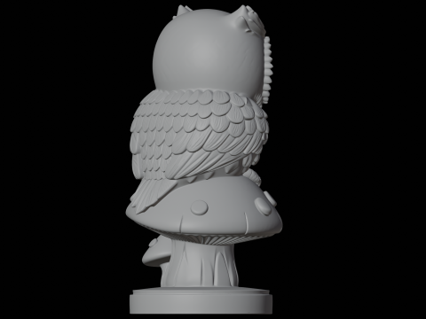 フクロウのキノコ 3D プリント モデル ファンタジー クリーチャー 3Dモデル