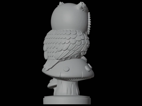 Owlon Mushroom 3D Print Model Fantasy Creature 3D Model