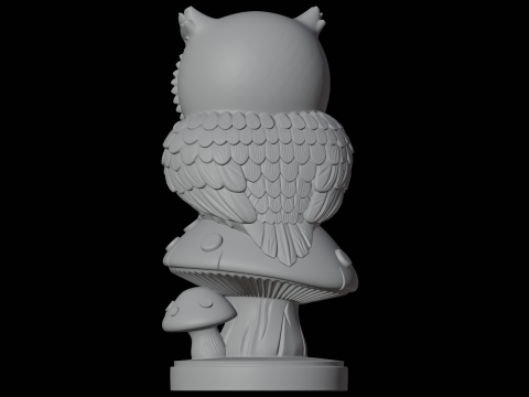 フクロウのキノコ 3D プリント モデル ファンタジー クリーチャー 3Dモデル