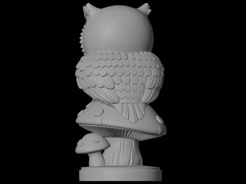 Owlon Mushroom 3D Print Model Fantasy Creature 3D Model