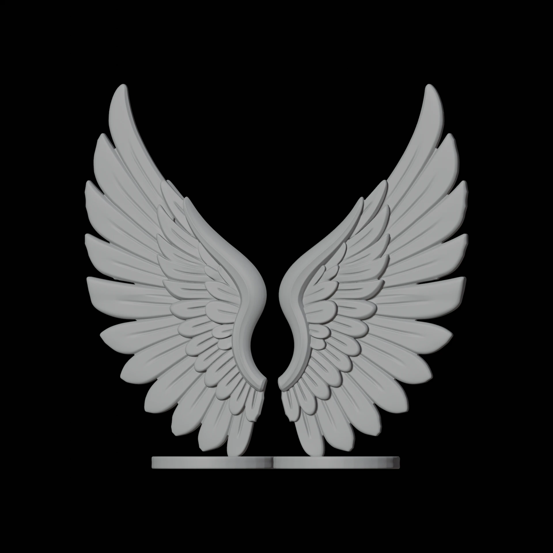 Pair of Angel Wings 3D Print Model Decorative Sculpture 3D Model .c4d .max .obj .3ds .fbx .stl .blend 