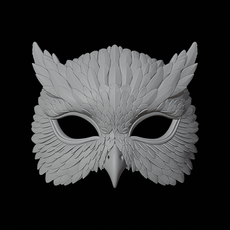 Маска совы 3D-модель для печати Фэнтезийное существо 3D Модель .c4d .max .obj .3ds .fbx .stl .blend