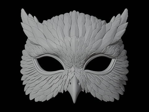 M&aacute;scara de coruja com impress&atilde;o 3D modelo criatura fantasia Modelo 3D