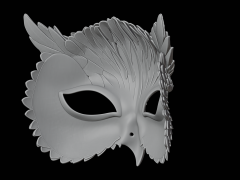 Маска совы 3D-модель для печати Фэнтезийное существо 3D Модель