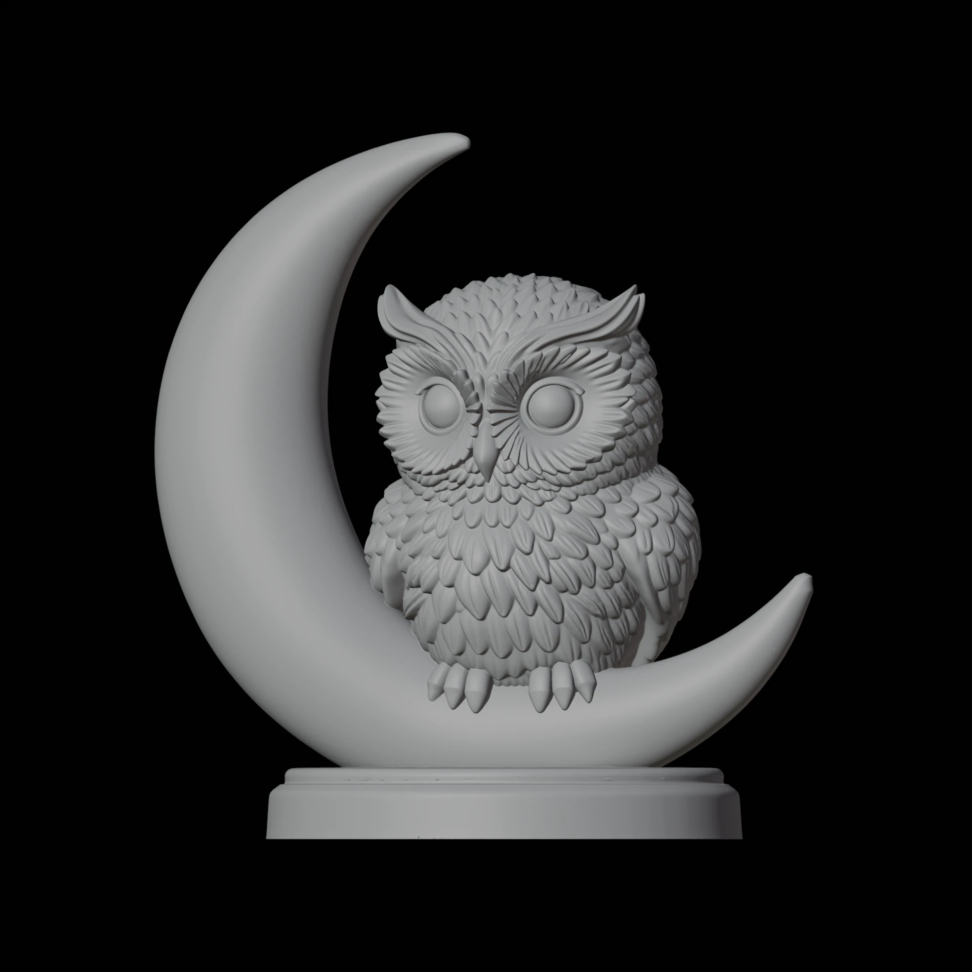 Owlon Crescent Moon 3D Print Model Fantasy Creature 3D Model .c4d .max .obj .3ds .fbx .stl .blend 