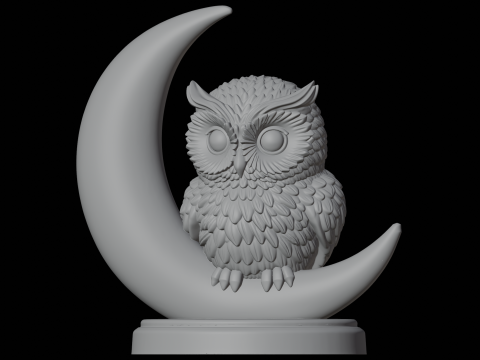 Makhluk Fantasi Model Cetak 3D Bulan Sabit Owlon Model 3D