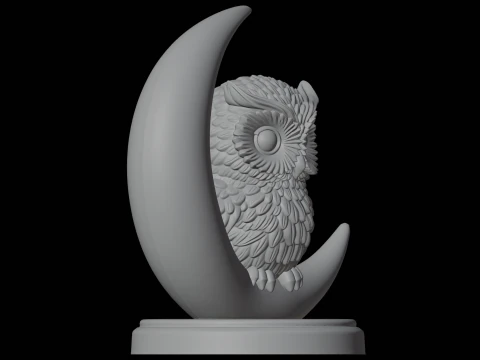 Owlon Crescent Moon 3D Print Model Fantasy Creature 3D Model