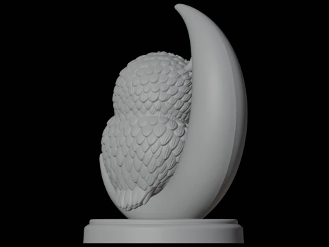 Owlon Crescent Moon 3D Print Model Fantasy Creature 3D Model