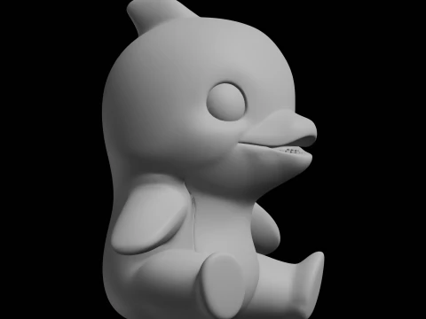 Chibi Dolphin Figurine Cute Animal Model 3D Print Model
