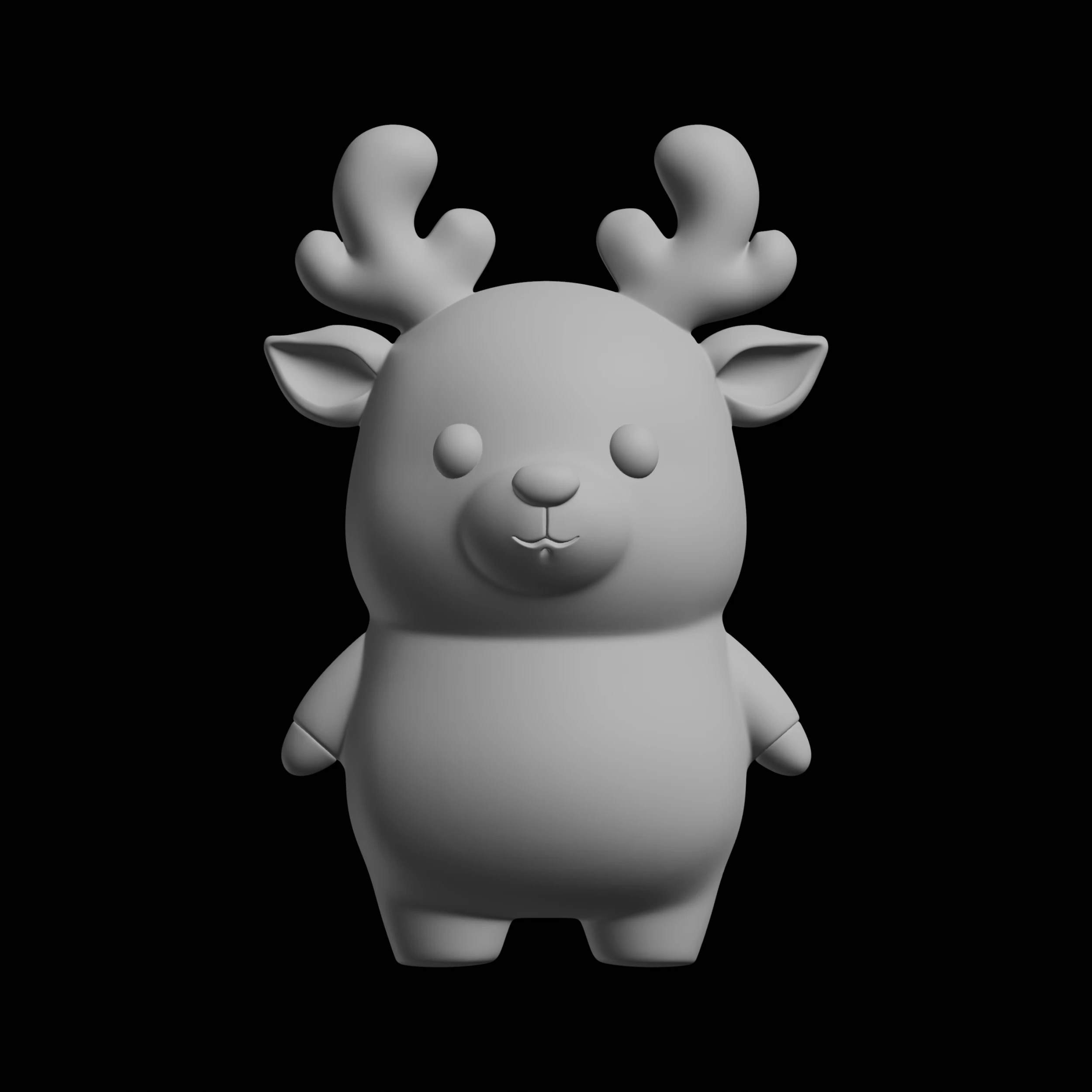 Chibi Reindeer Animal Figurine 3D Print Model .c4d .max .obj .3ds .fbx .stl .blend