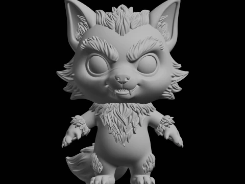 Figura del personaggio fantasy Chibi lupo mannaro Modello di stampa 3D