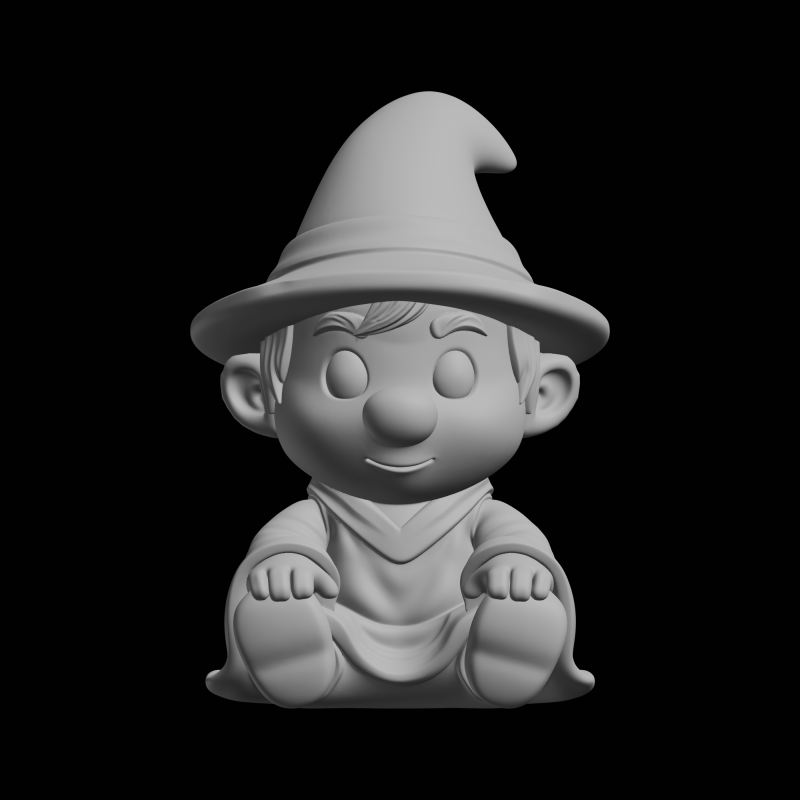 Chibi Wizard Figurine Fantasy Character 3D Print Model .c4d .max .obj .3ds .fbx .stl .blend 