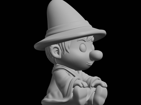 Chibi Wizard Figurine Fantasy Character 3D Print Model