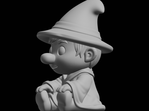Chibi Wizard Figurine Fantasy Character 3D Print Model