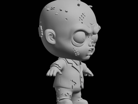 Chibi Zombie Cartoon Character 3D Print Model 3D Print Model