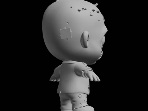 Chibi Zombie Cartoon Character 3D Print Model 3D Print Model