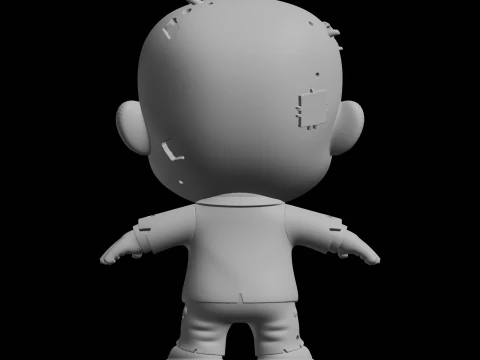 Chibi Zombie Cartoon Character 3D Print Model 3D Print Model