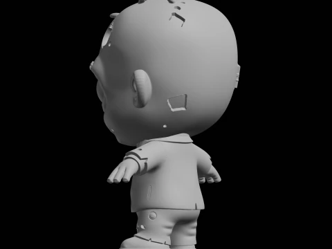 Chibi Zombie Cartoon Character 3D Print Model 3D Print Model