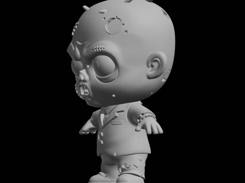 Chibi Zombie Cartoon Character 3D Print Model 3D Print Model