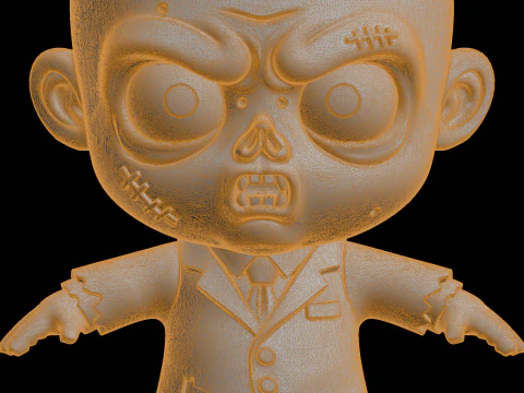 Chibi Zombie Cartoon Character 3D Print Model 3D Print Model