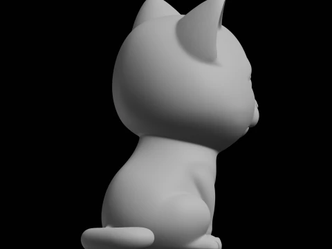 Cute Cat Statue 3D Print Model Animal Figure 3D Print Model