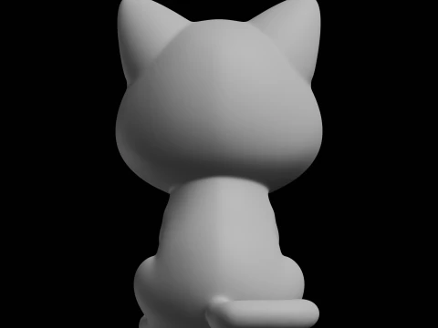 Cute Cat Statue 3D Print Model Animal Figure 3D Print Model