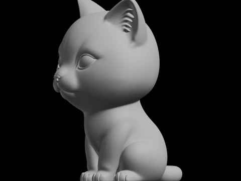 Cute Cat Statue 3D Print Model Animal Figure 3D Print Model